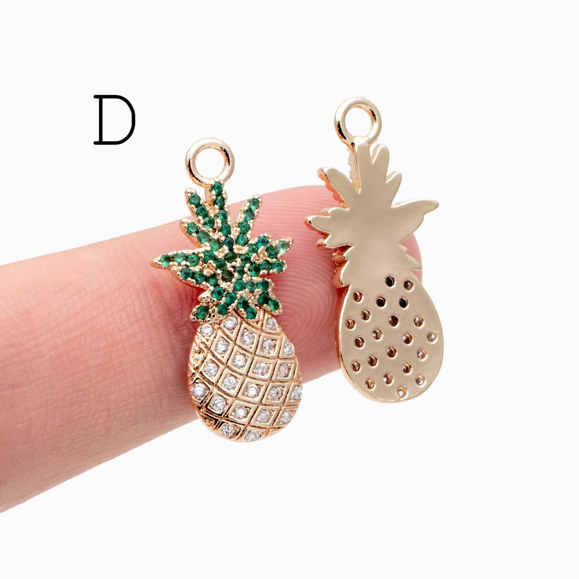 4pcs Gold/ Silver Tone Pineapple Charms , 18K Gold/ Rhodium plated Brass Pineapple Pendants (GB-4095)