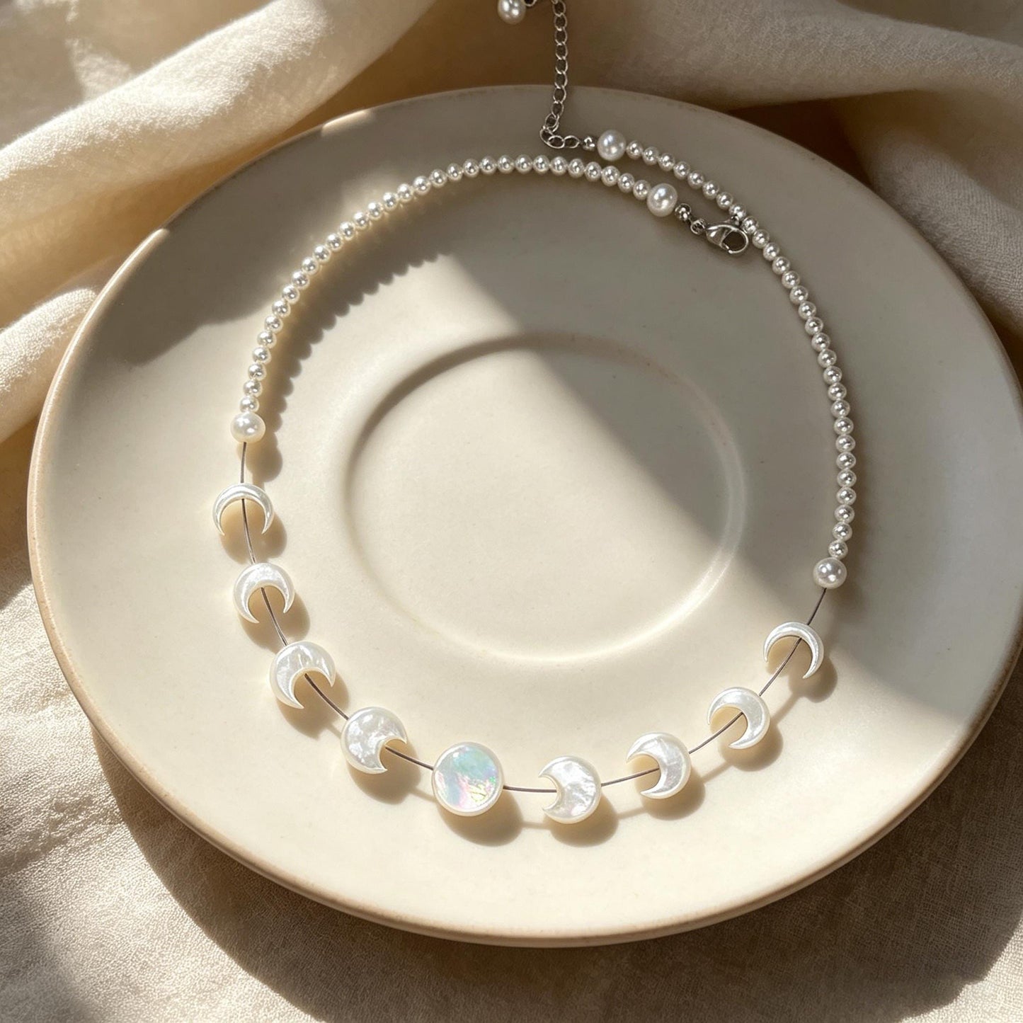 Moon Phase Mother of Pearl Beads, Crescent Shell Charms, White Shell Jewelry Supplies, Celestial Jewelry Beads (BK-035)