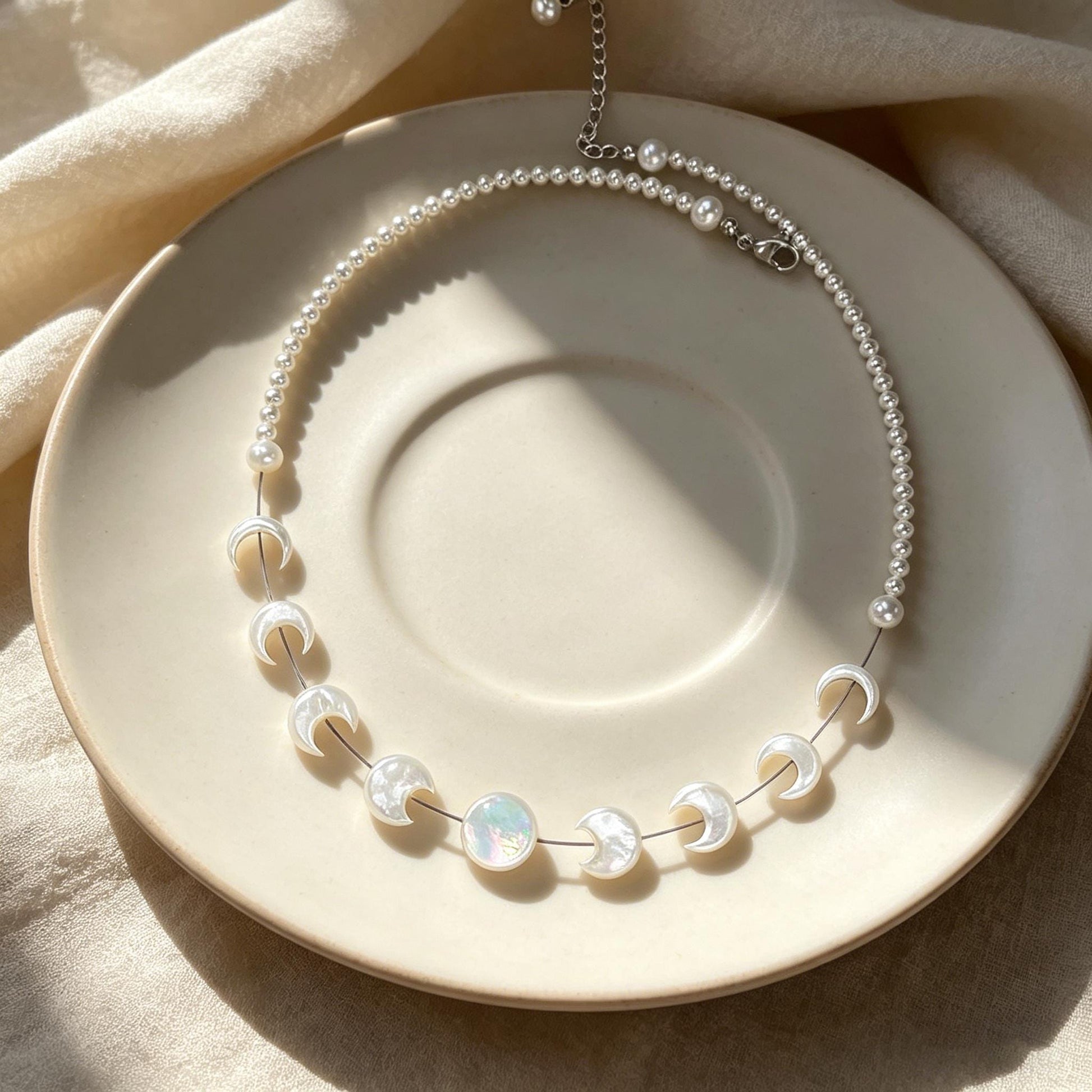 Moon Phase Mother of Pearl Beads, Crescent Shell Charms, White Shell Jewelry Supplies, Celestial Jewelry Beads (BK-035)