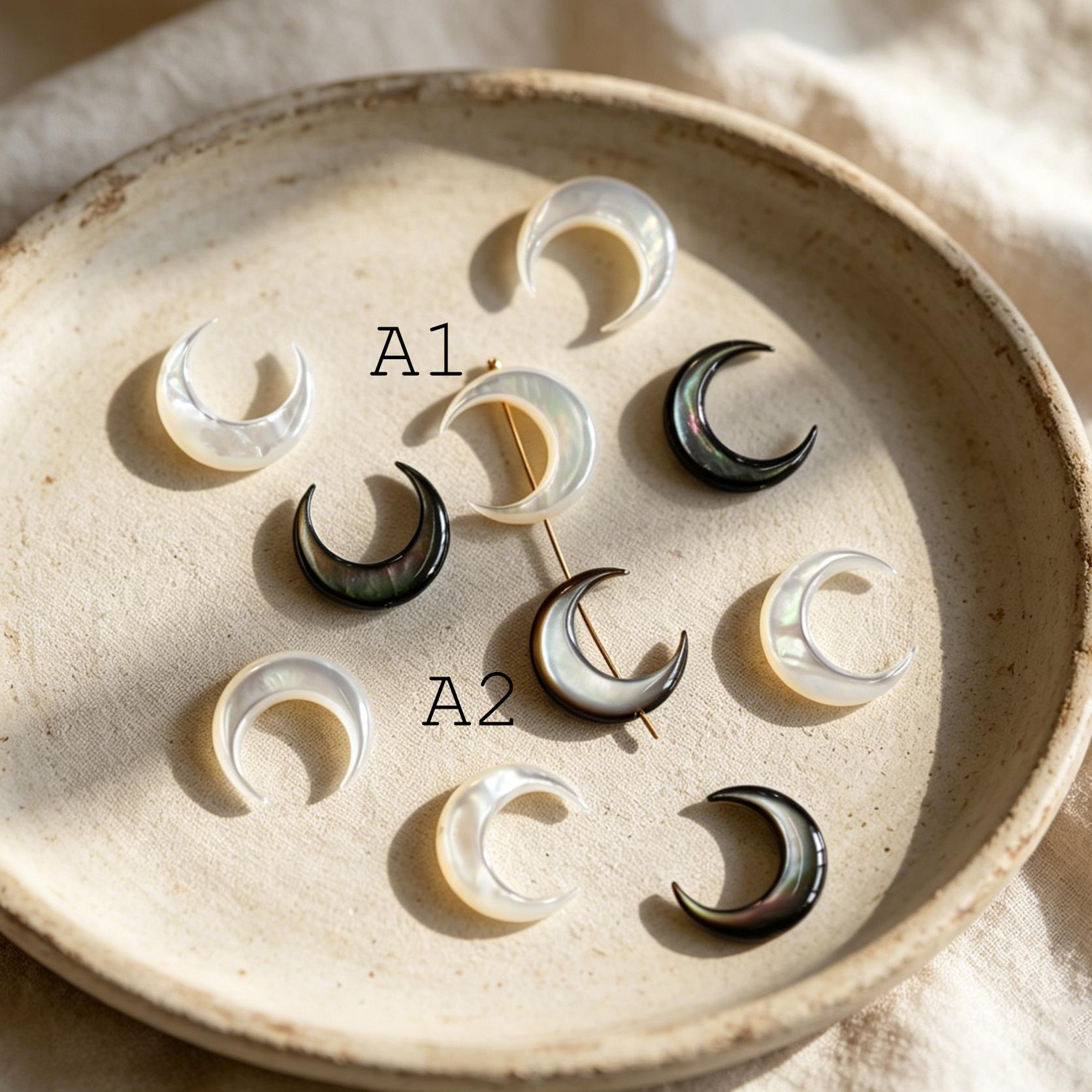 4pcs Moon & Star Mother of Pearl Beads, Celestial DIY Jewelry Supplies, Crescent and Cross Beads, Bracelet Necklace Earring Making (BK-037)