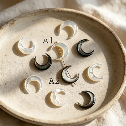 4pcs Moon & Star Mother of Pearl Beads, Celestial DIY Jewelry Supplies, Crescent and Cross Beads, Bracelet Necklace Earring Making (BK-037)