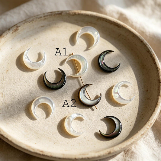 4pcs Moon & Star Mother of Pearl Beads, Celestial DIY Jewelry Supplies, Crescent and Cross Beads, Bracelet Necklace Earring Making (BK-037)