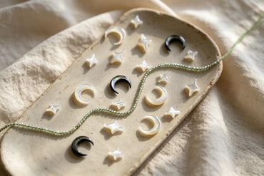 4pcs Moon & Star Mother of Pearl Beads, Celestial DIY Jewelry Supplies, Crescent and Cross Beads, Bracelet Necklace Earring Making (BK-037)