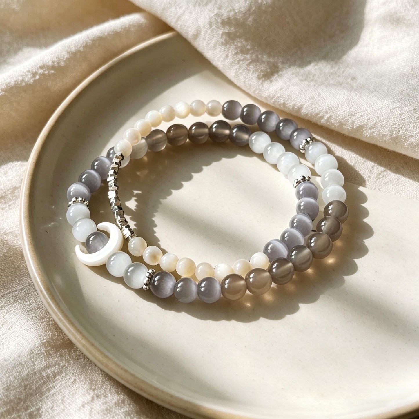 4pcs Moon & Star Mother of Pearl Beads, Celestial DIY Jewelry Supplies, Crescent and Cross Beads, Bracelet Necklace Earring Making (BK-037)