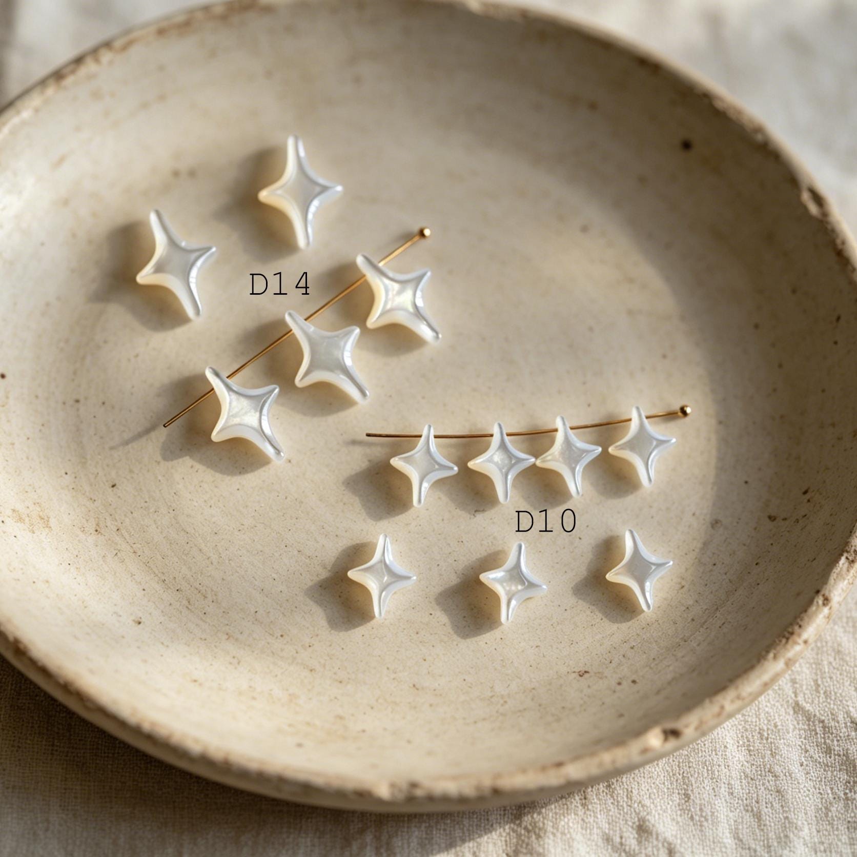 4pcs Moon & Star Mother of Pearl Beads, Celestial DIY Jewelry Supplies, Crescent and Cross Beads, Bracelet Necklace Earring Making (BK-037)