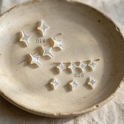 4pcs Moon & Star Mother of Pearl Beads, Celestial DIY Jewelry Supplies, Crescent and Cross Beads, Bracelet Necklace Earring Making (BK-037)