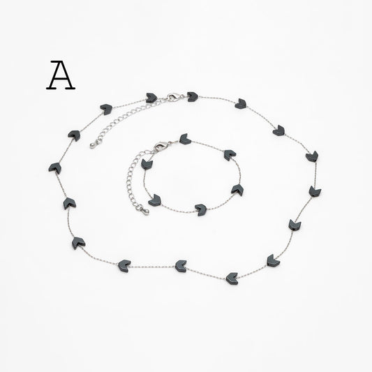 Stainless Steel Heart Hematite Beads Chain, Finished Bracelet/ Anklet/ Necklace with Extender Chain, Ready to Wear (#LK-380)