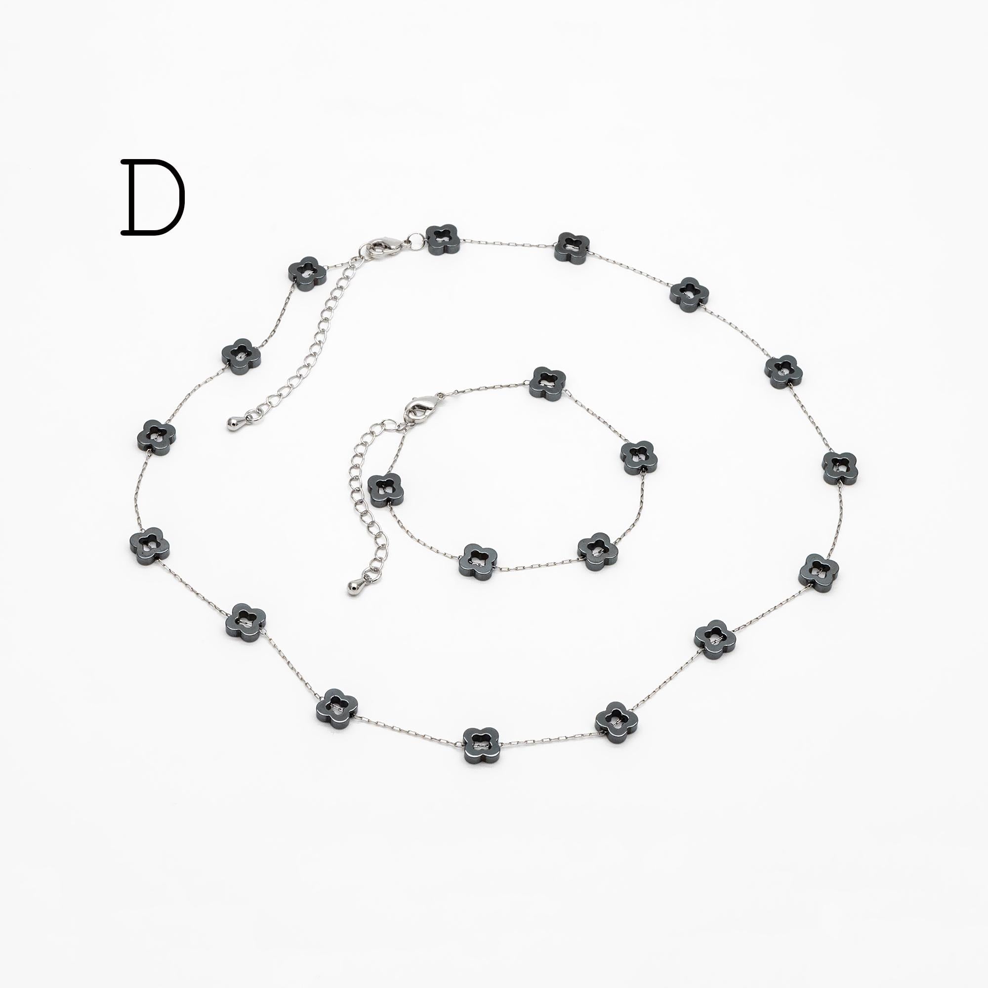 Stainless Steel Heart Hematite Beads Chain, Finished Bracelet/ Anklet/ Necklace with Extender Chain, Ready to Wear (#LK-380)