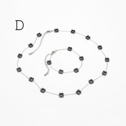 Stainless Steel Heart Hematite Beads Chain, Finished Bracelet/ Anklet/ Necklace with Extender Chain, Ready to Wear (#LK-380)