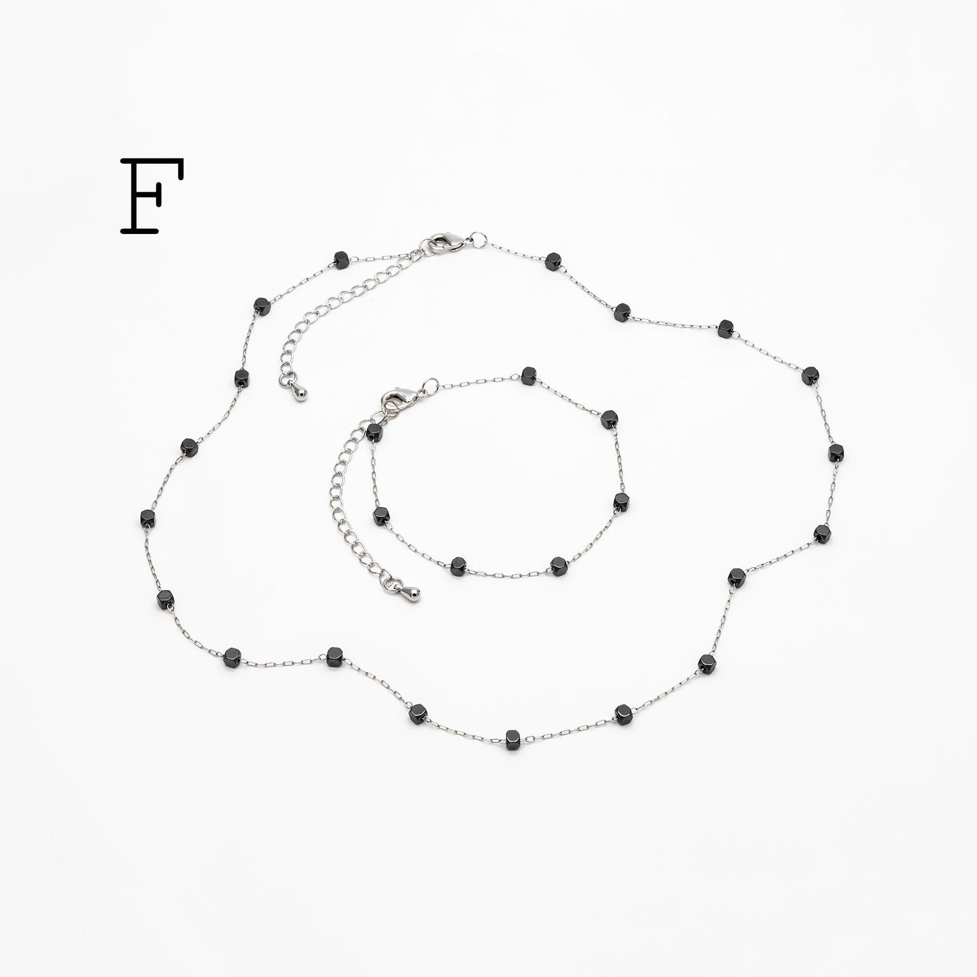 Stainless Steel Heart Hematite Beads Chain, Finished Bracelet/ Anklet/ Necklace with Extender Chain, Ready to Wear (#LK-380)