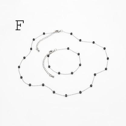 Stainless Steel Heart Hematite Beads Chain, Finished Bracelet/ Anklet/ Necklace with Extender Chain, Ready to Wear (#LK-380)