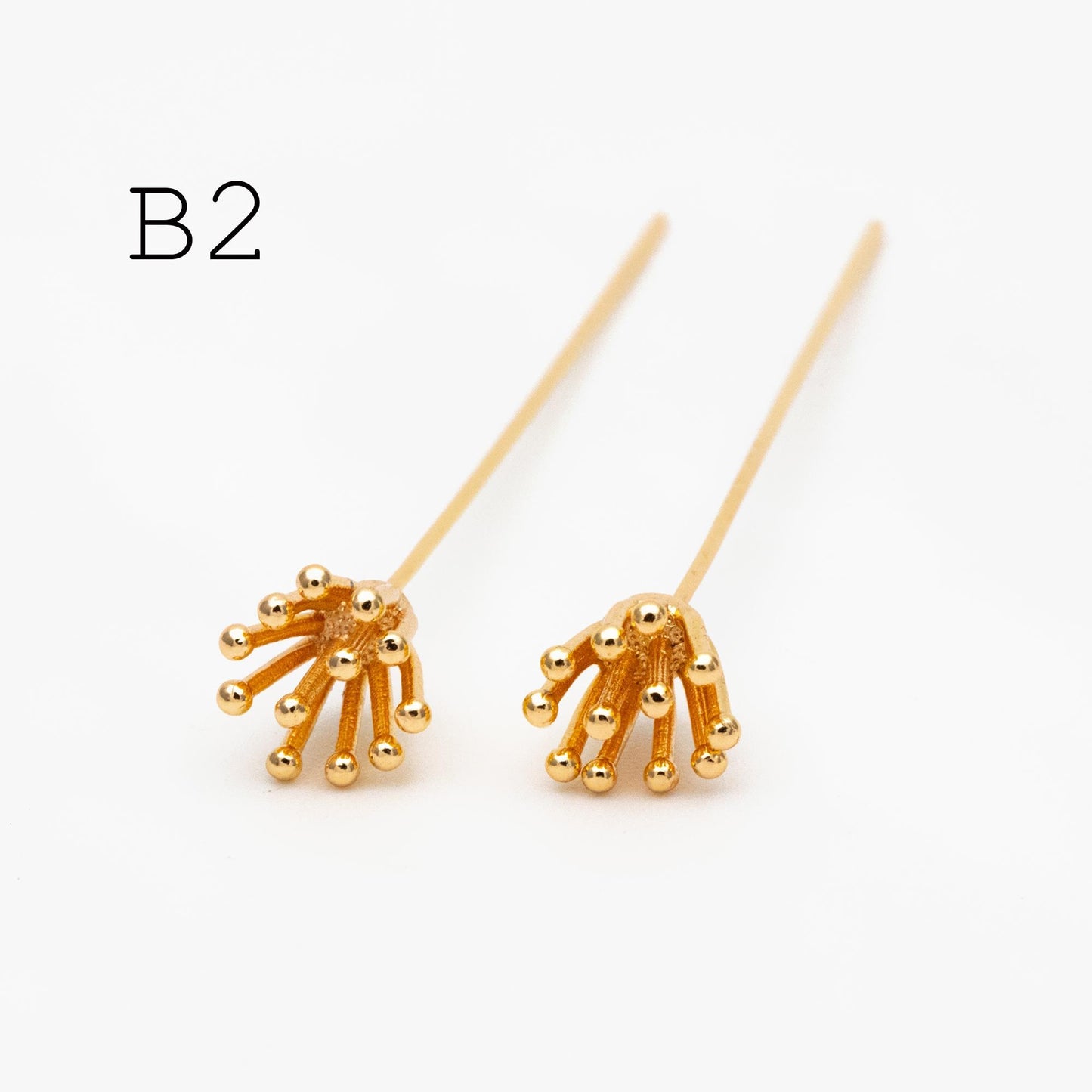 10pcs Gold Flower Head Pins , Gold plated Brass Headpins (GB-4035)