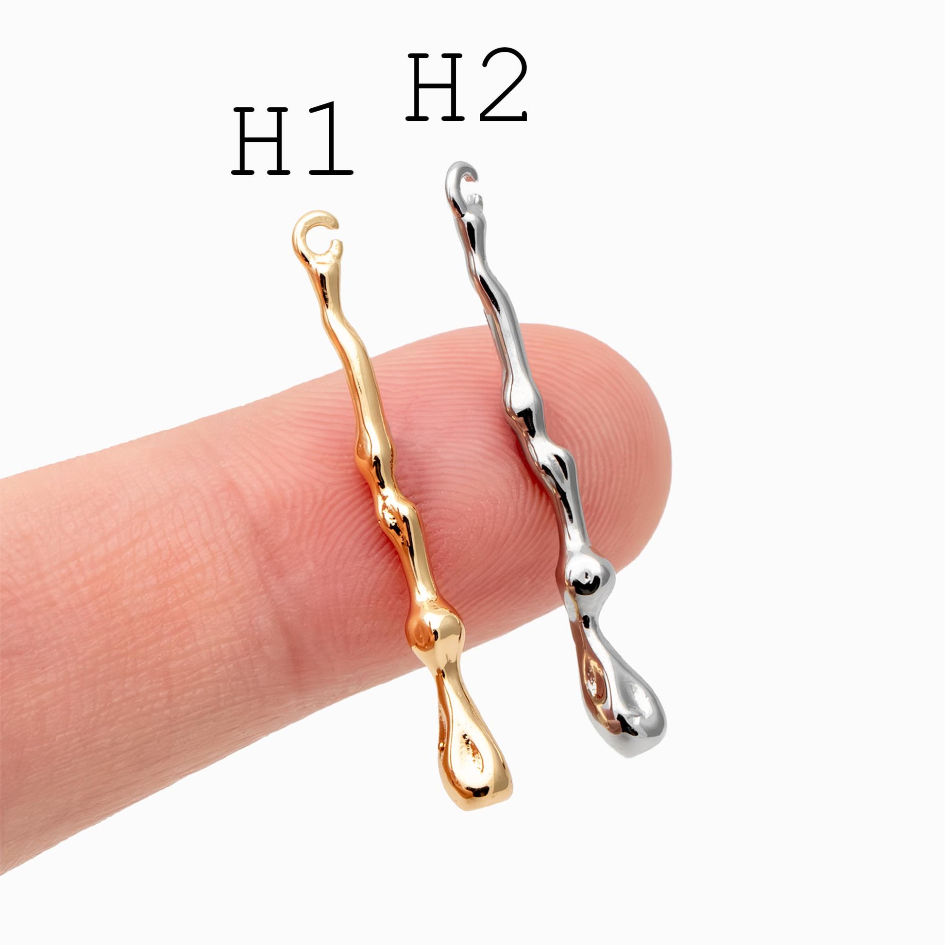 4pcs Gold/ Silver Tone Drop Charm, Minimalist DIY Jewelry, Modern Pendants for Necklaces & Earrings (GB-2416)