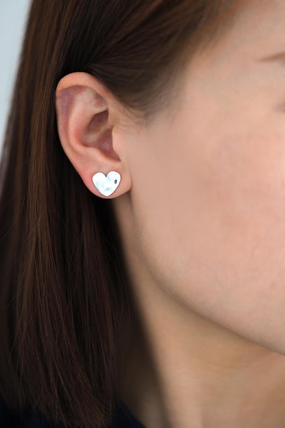 10pcs Gold/ Silver Hammered Heart/ Square Earrings, Real Gold/ Rhodium plated Brass, Geometric Earring Studs (GB-4567)