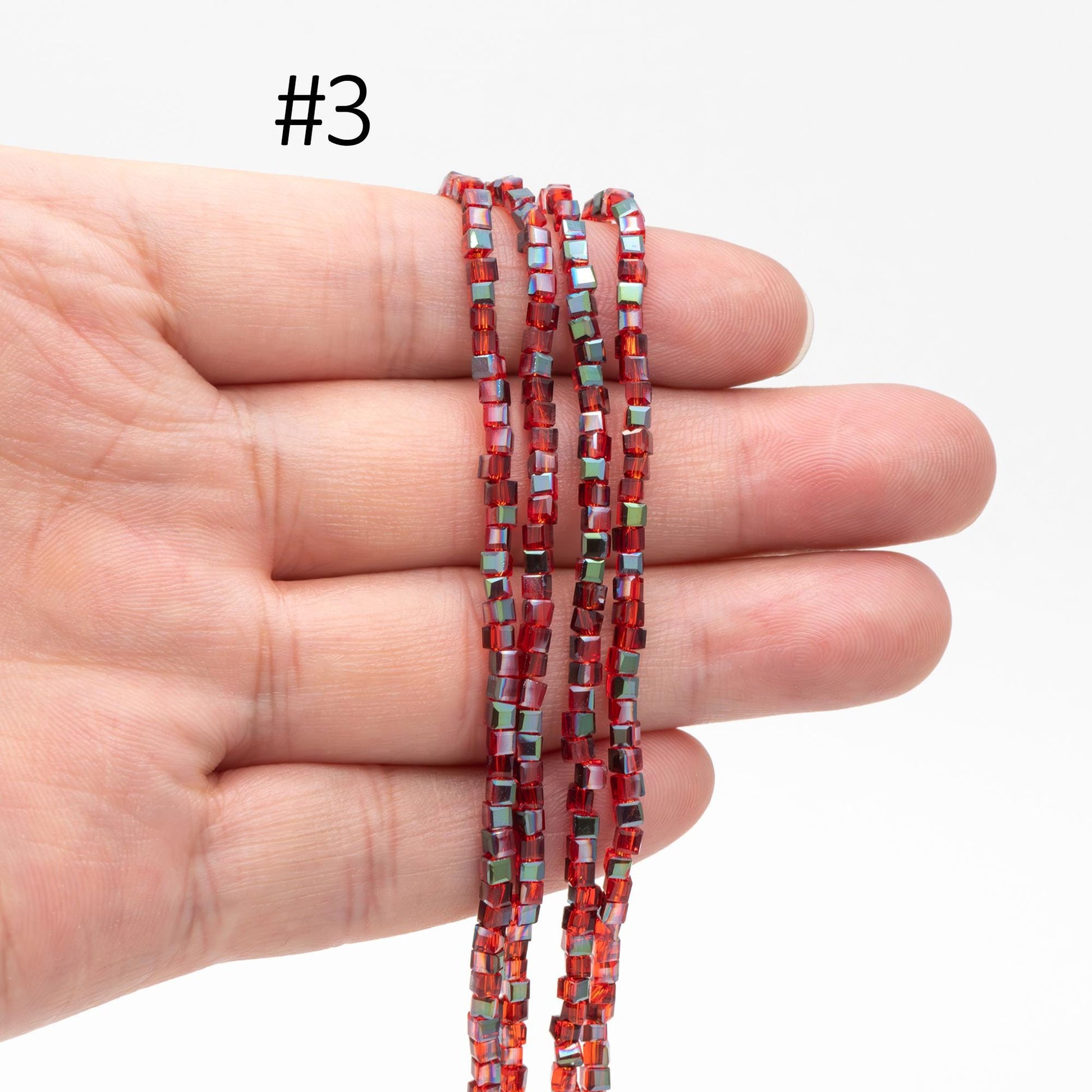 190 beads- Faceted Glass Cube, 2mm Tiny Faceted Crystal beads, (#FZ-02)