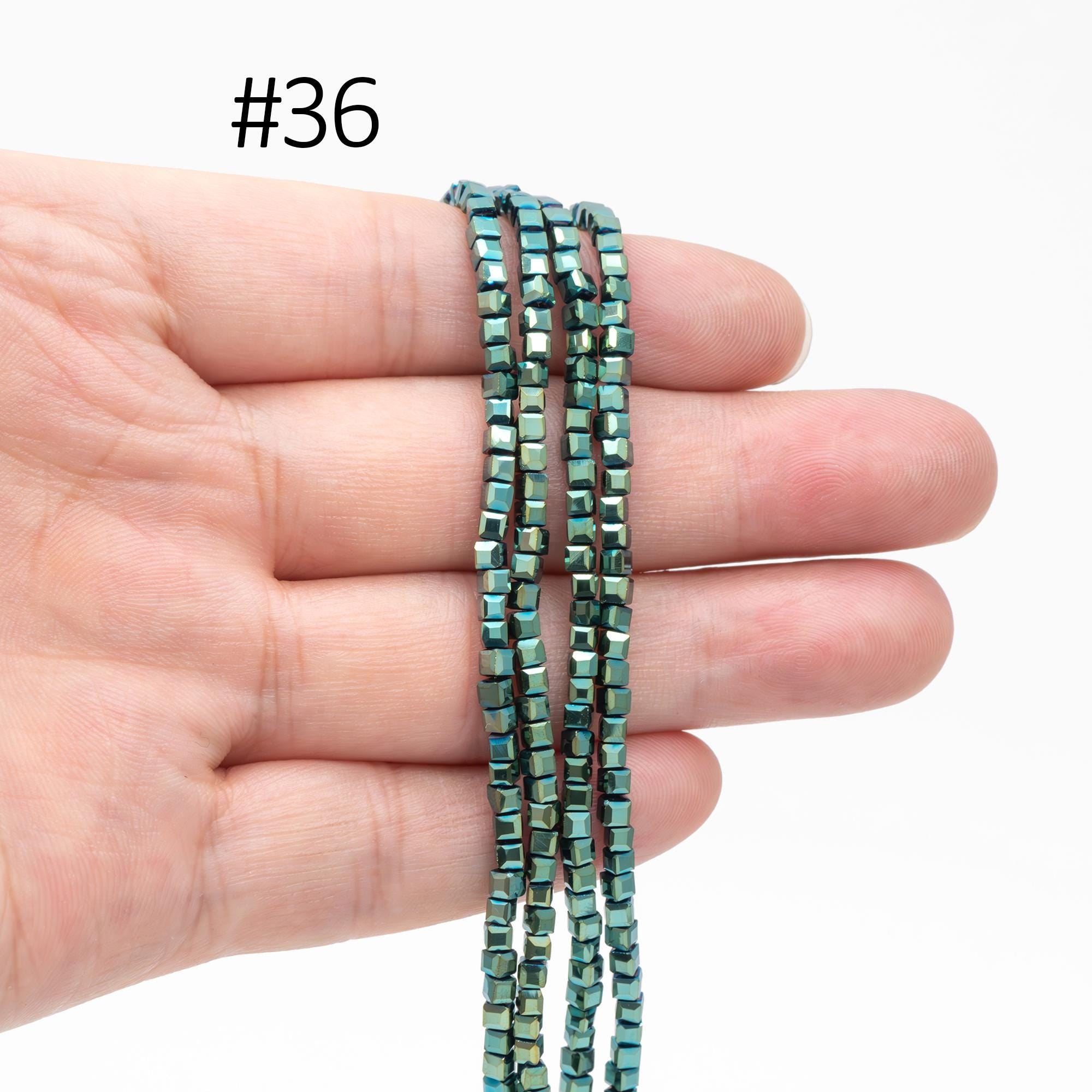 190 beads- Faceted Glass Cube, 2mm Tiny Faceted Crystal beads, (#FZ-02)
