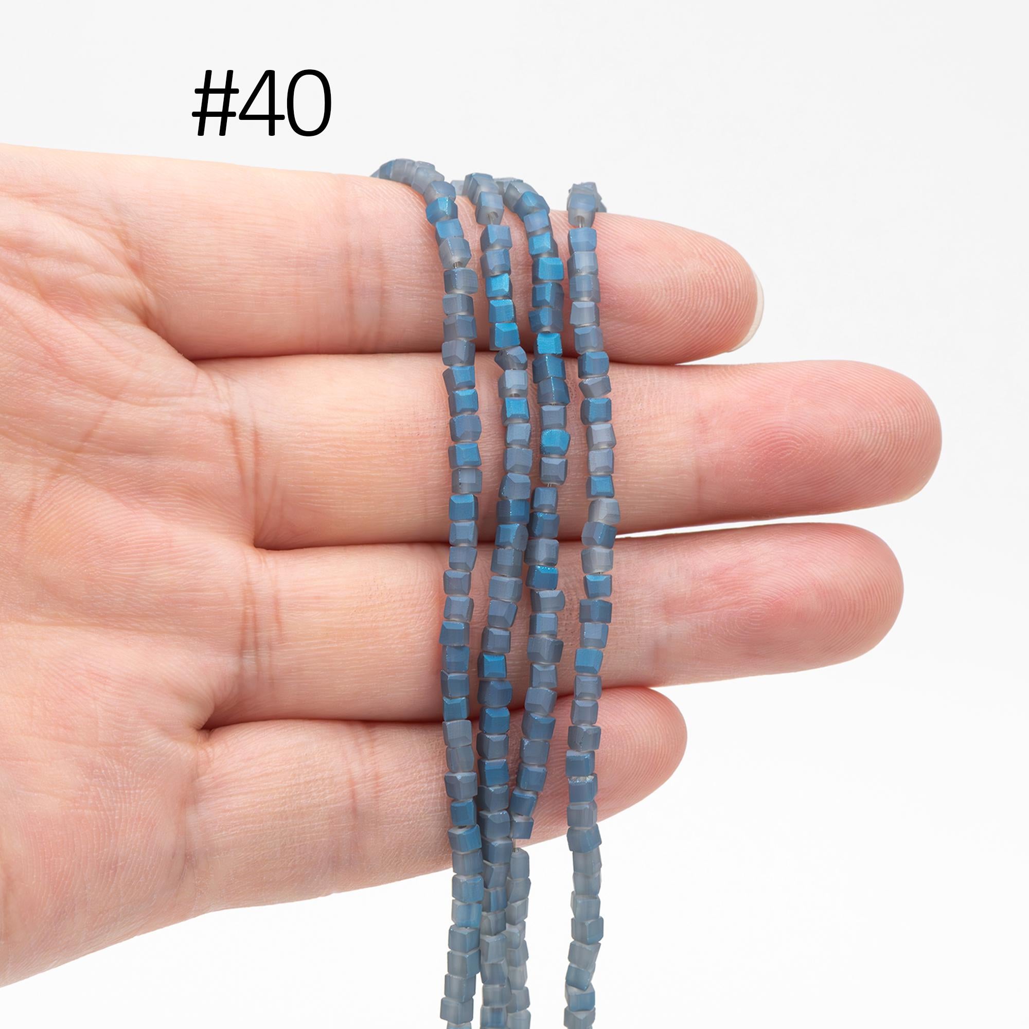 190 beads- Faceted Glass Cube, 2mm Tiny Faceted Crystal beads, (#FZ-02)