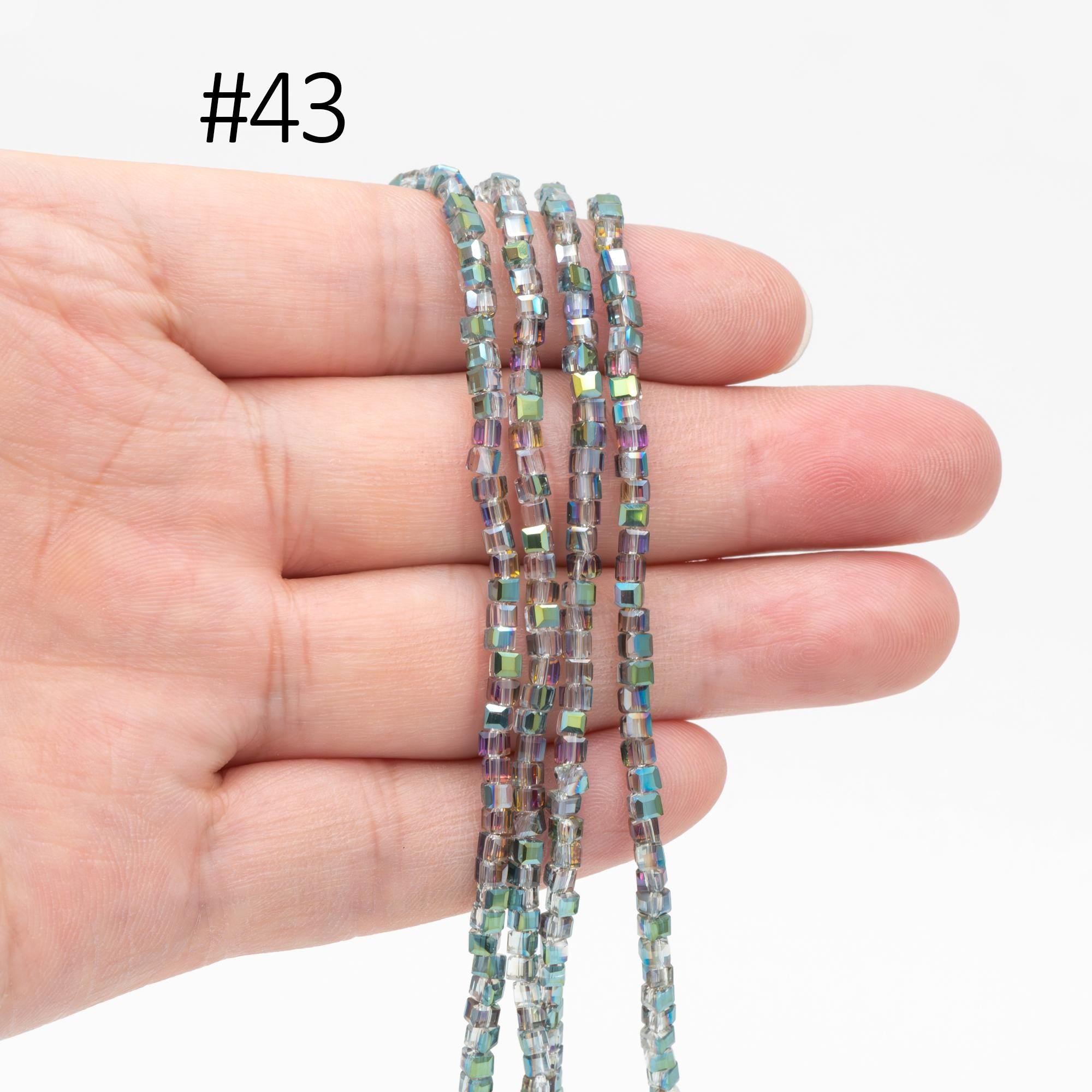 190 beads- Faceted Glass Cube, 2mm Tiny Faceted Crystal beads, (#FZ-02)