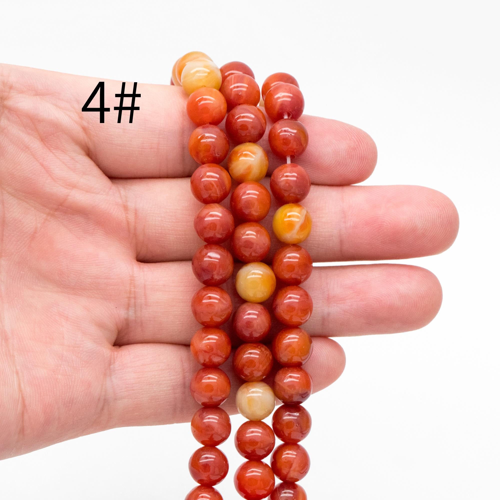 45pcs Smooth Round Glass beads 8mm, Faux Gemstone Beads, Imitation Natural Stone (GM-050)