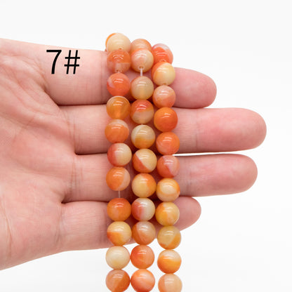 45pcs Smooth Round Glass beads 8mm, Faux Gemstone Beads, Imitation Natural Stone (GM-050)