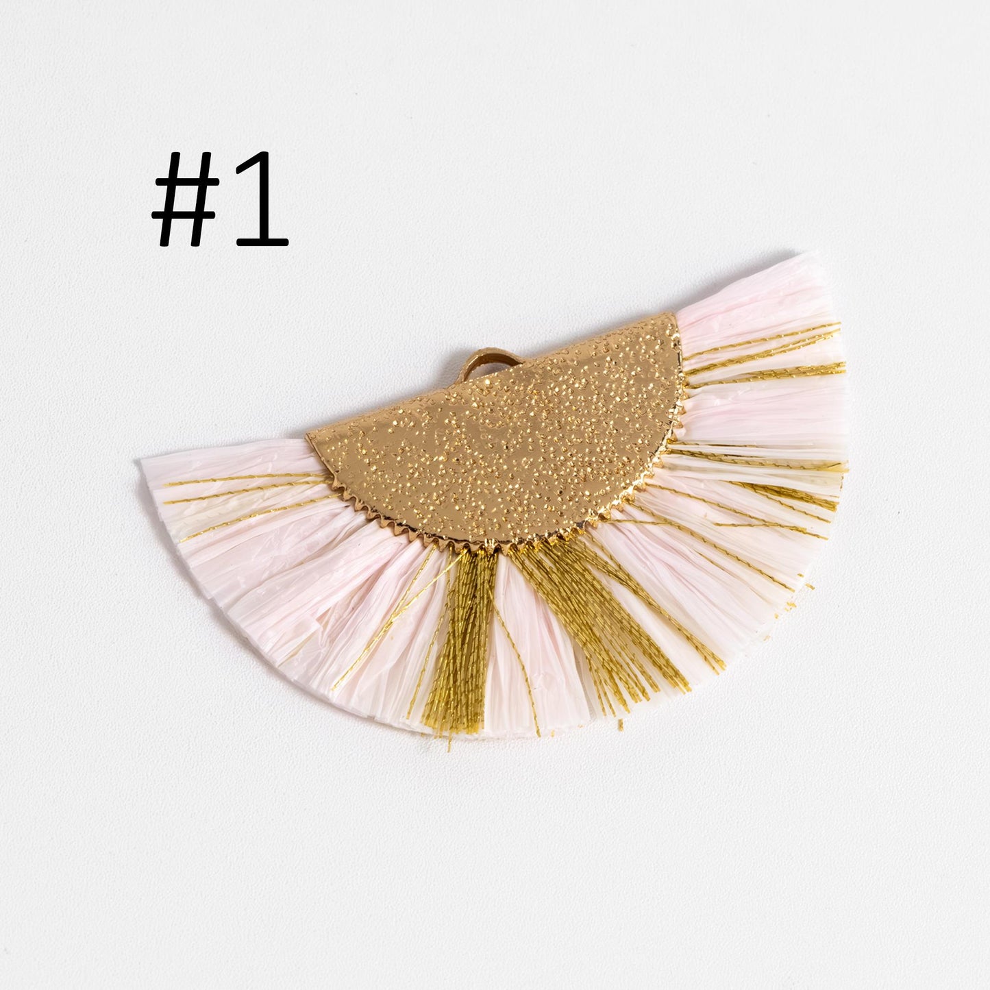10pcs Fan Tassel Pendants 46x28mm, Raffia Tassel Charms for Earrings (FB-016)