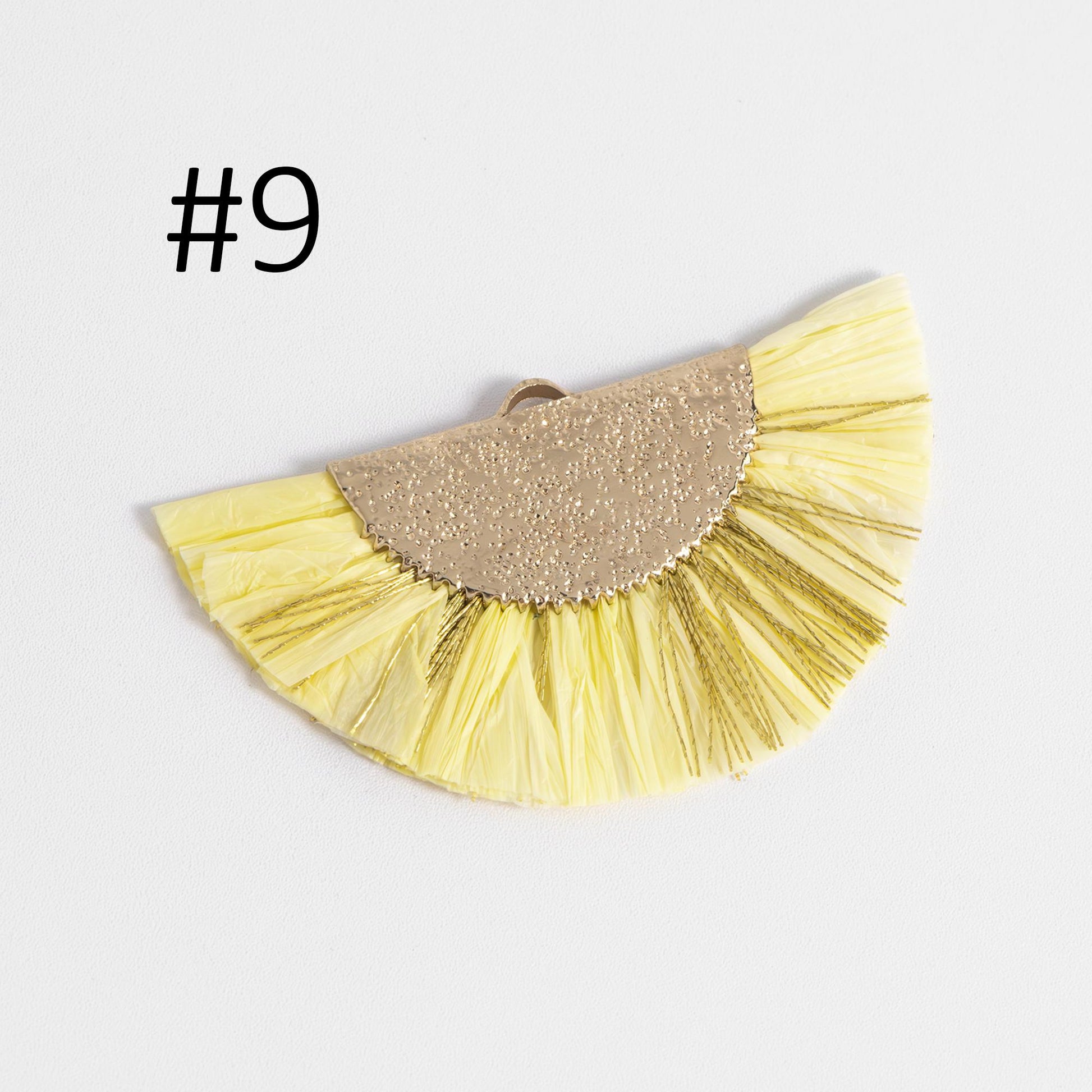 10pcs Fan Tassel Pendants 46x28mm, Raffia Tassel Charms for Earrings (FB-016)
