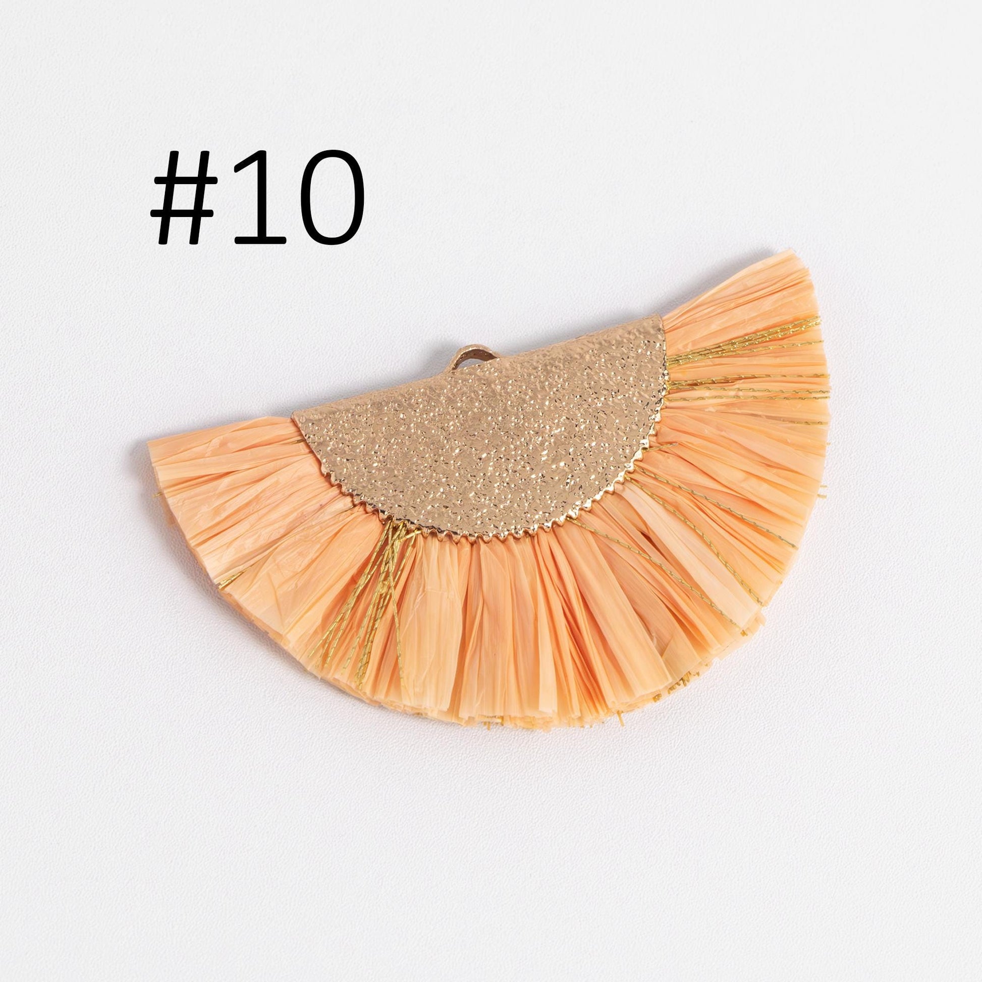 10pcs Fan Tassel Pendants 46x28mm, Raffia Tassel Charms for Earrings (FB-016)