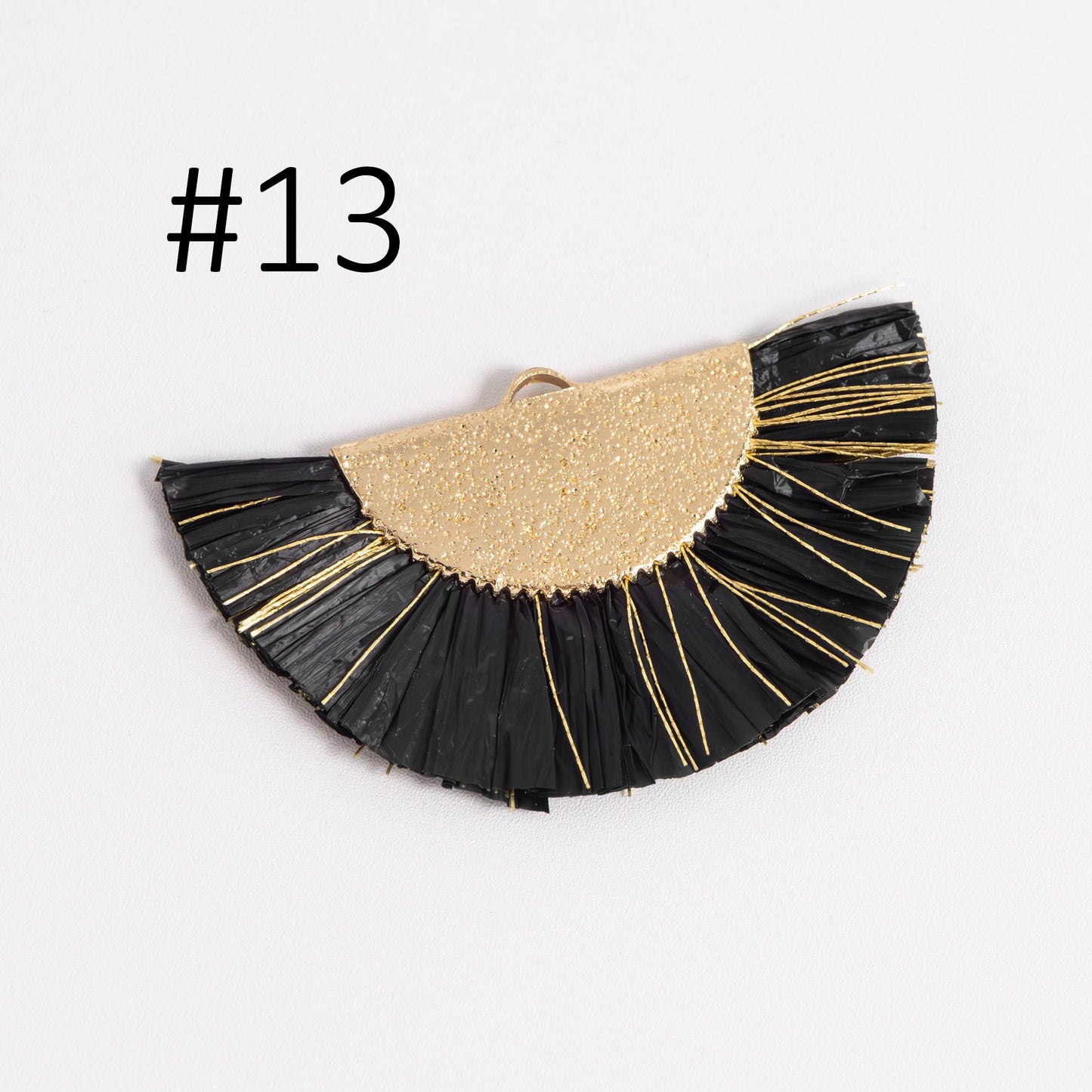 10pcs Fan Tassel Pendants 46x28mm, Raffia Tassel Charms for Earrings (FB-016)