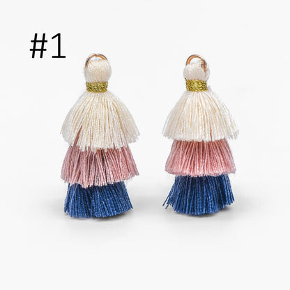 10pcs Tiered Cotton Tassels 31mm, 3 Layers Tassel Charms for Earrings, Keychain Jewelry Tassel Pendants (FB-019)