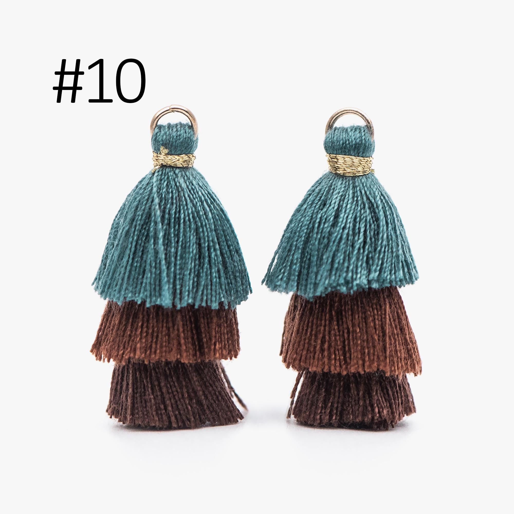 10pcs Tiered Cotton Tassels 31mm, 3 Layers Tassel Charms for Earrings, Keychain Jewelry Tassel Pendants (FB-019)