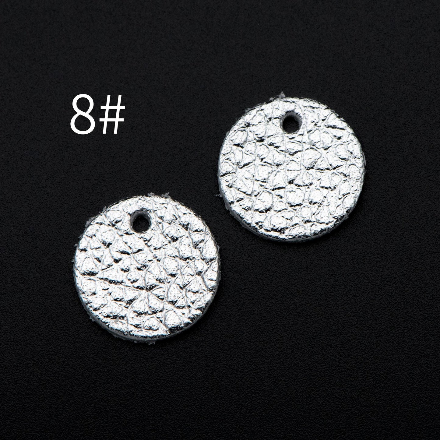 10pcs Genuine Leather Round Charms 15mm, Flat Coin Disc Geometric Pendants, DIY Components for Earrings, (FB-062)