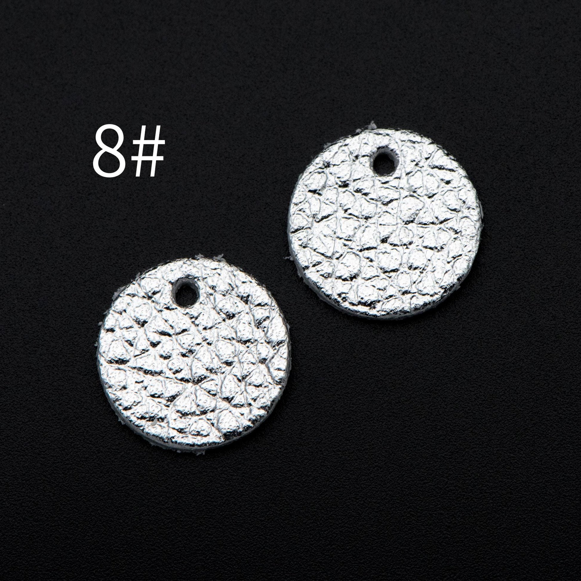 10pcs Genuine Leather Round Charms 15mm, Flat Coin Disc Geometric Pendants, DIY Components for Earrings, (FB-062)