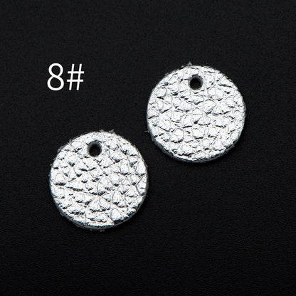 10pcs Genuine Leather Round Charms 15mm, Flat Coin Disc Geometric Pendants, DIY Components for Earrings, (FB-062)