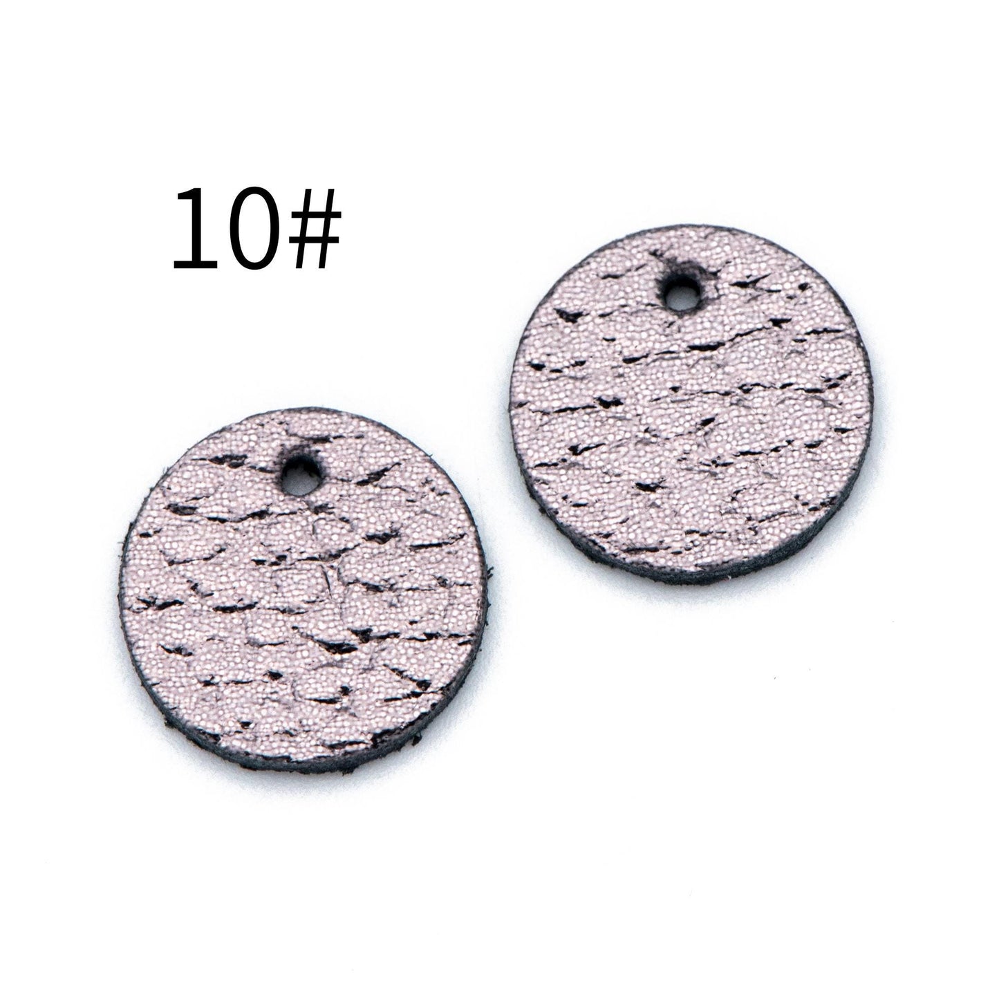 10pcs Genuine Leather Round Charms 15mm, Flat Coin Disc Geometric Pendants, DIY Components for Earrings, (FB-062)
