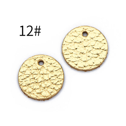 10pcs Genuine Leather Round Charms 15mm, Flat Coin Disc Geometric Pendants, DIY Components for Earrings, (FB-062)