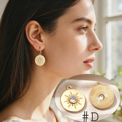4pcs Gold Round Sun Charms , 18K Gold plated Brass, Disk Sun Pendants (GB-1232)