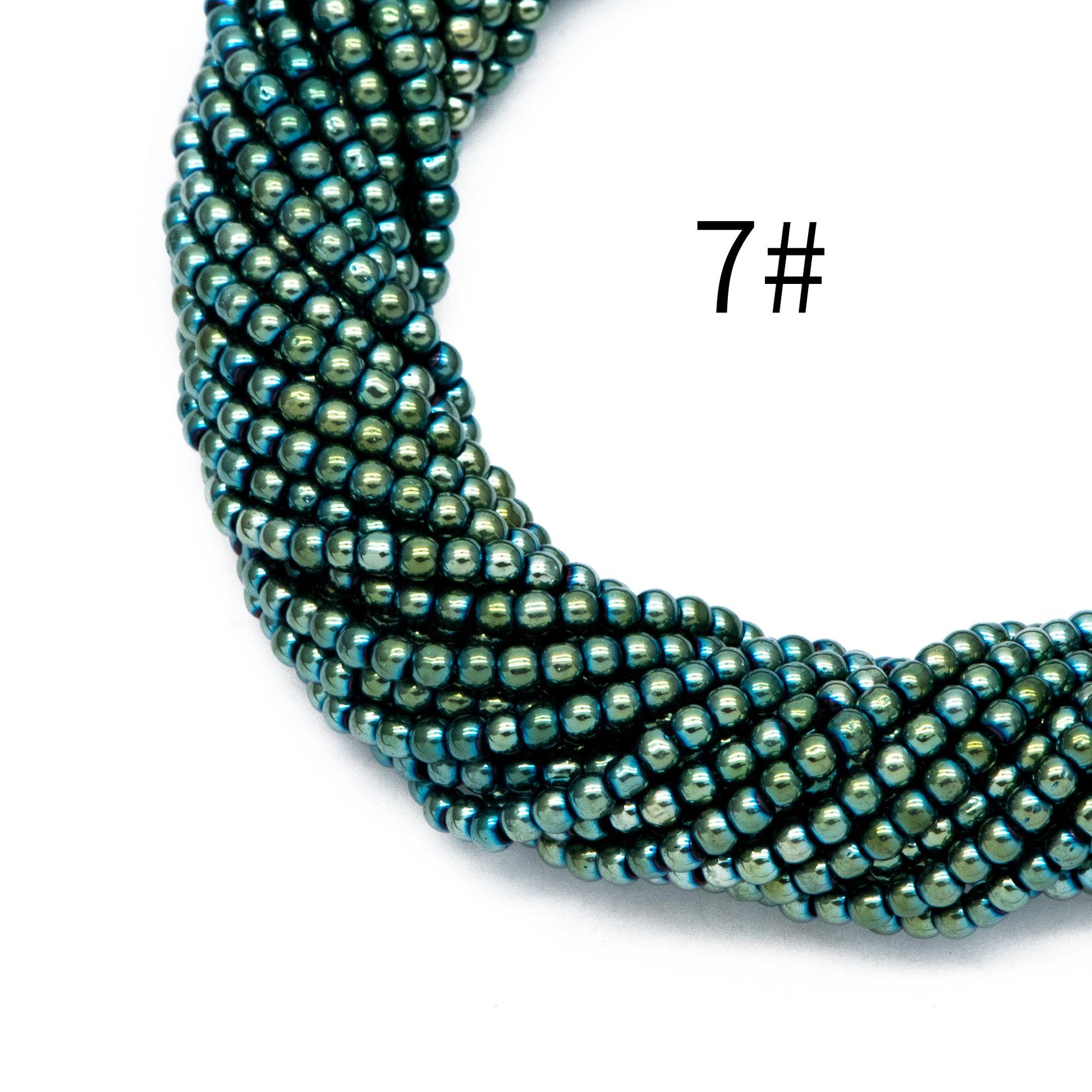 175pcs Smooth Round Glass beads 2mm, Metallic Color beads, 14" Strand (GM-038)