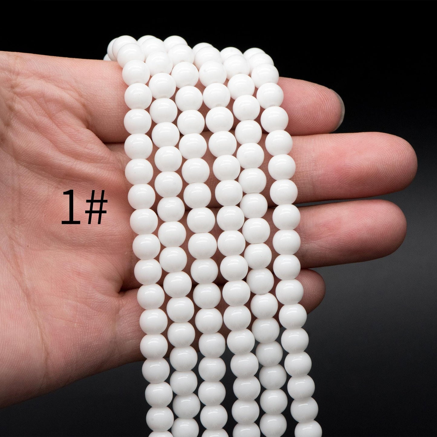 65pcs Smooth Round Glass beads 6mm, Full strand (GM-043)
