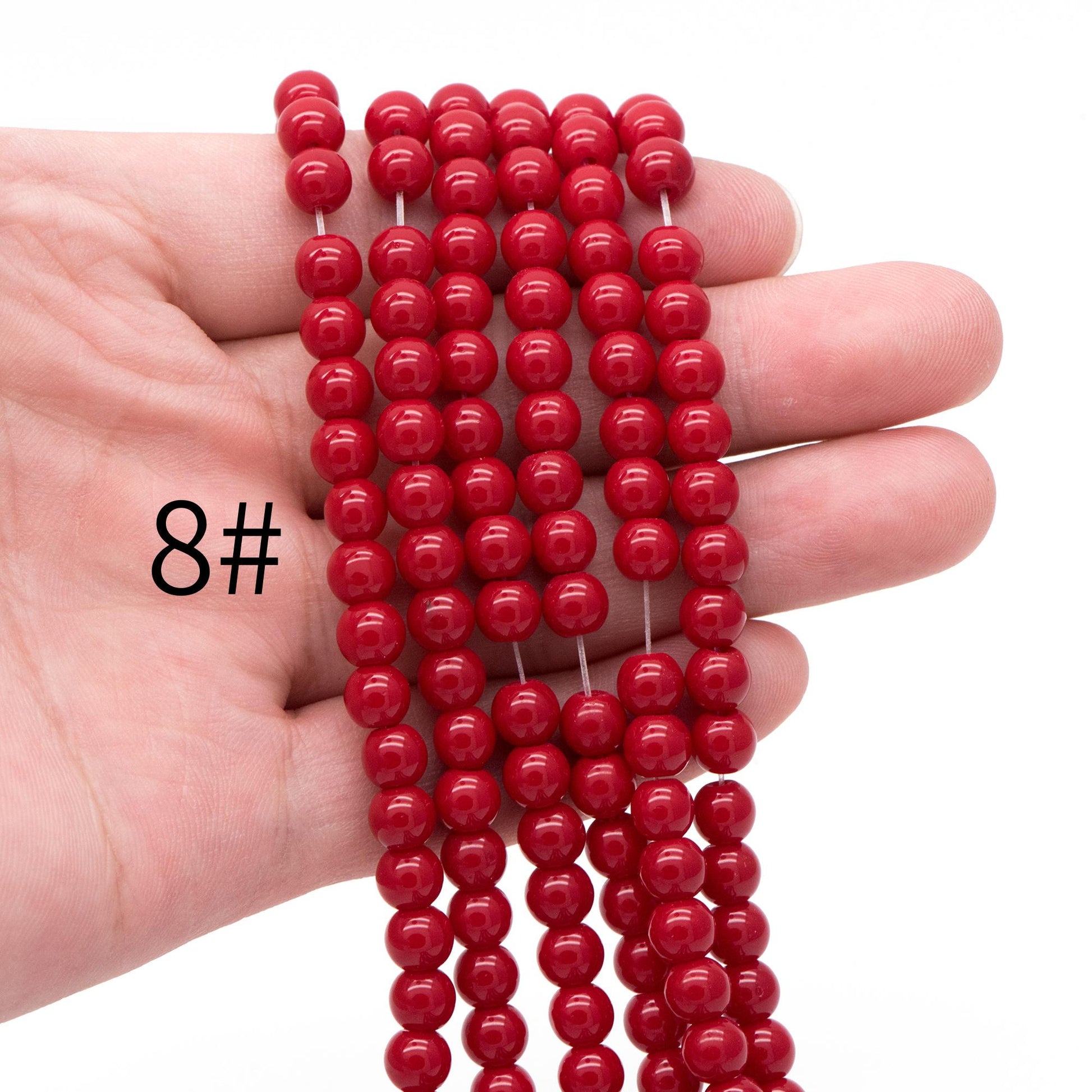 65pcs Smooth Round Glass beads 6mm, Full strand (GM-043)