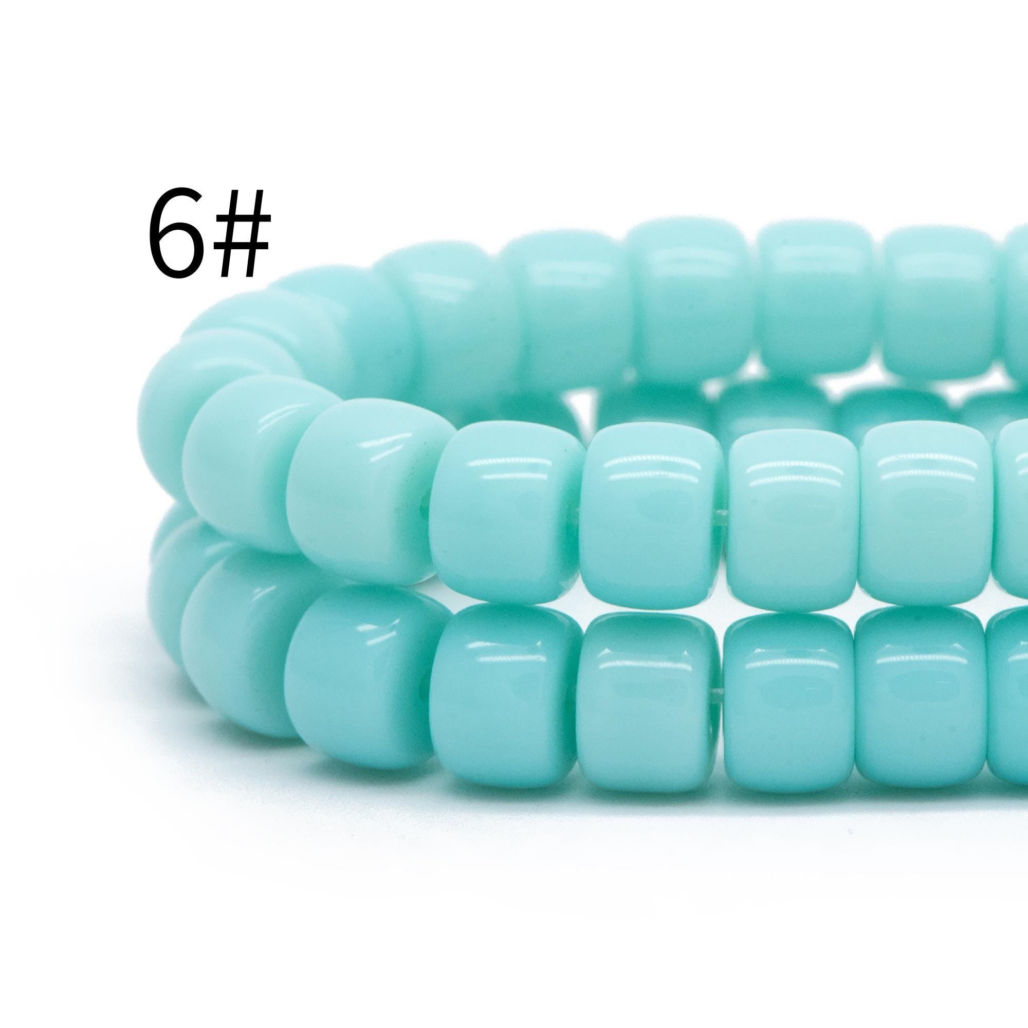 60pcs Smooth Cylinder Rondelle Glass Beads, 8x6mm, Candy Color Crystal Beads (GM-042)