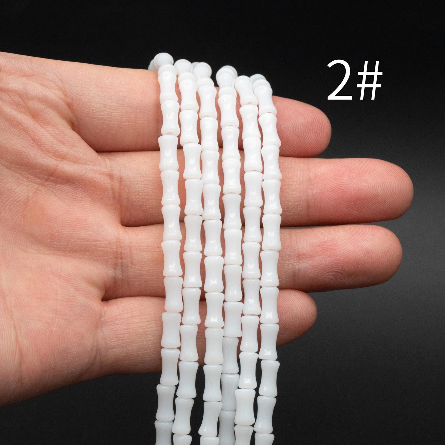 48pcs Smooth Tube Glass beads 4x8mm, Bamboo Shaped Crystal Beads, Multi Colors (GM-049)
