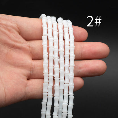48pcs Smooth Tube Glass beads 4x8mm, Bamboo Shaped Crystal Beads, Multi Colors (GM-049)