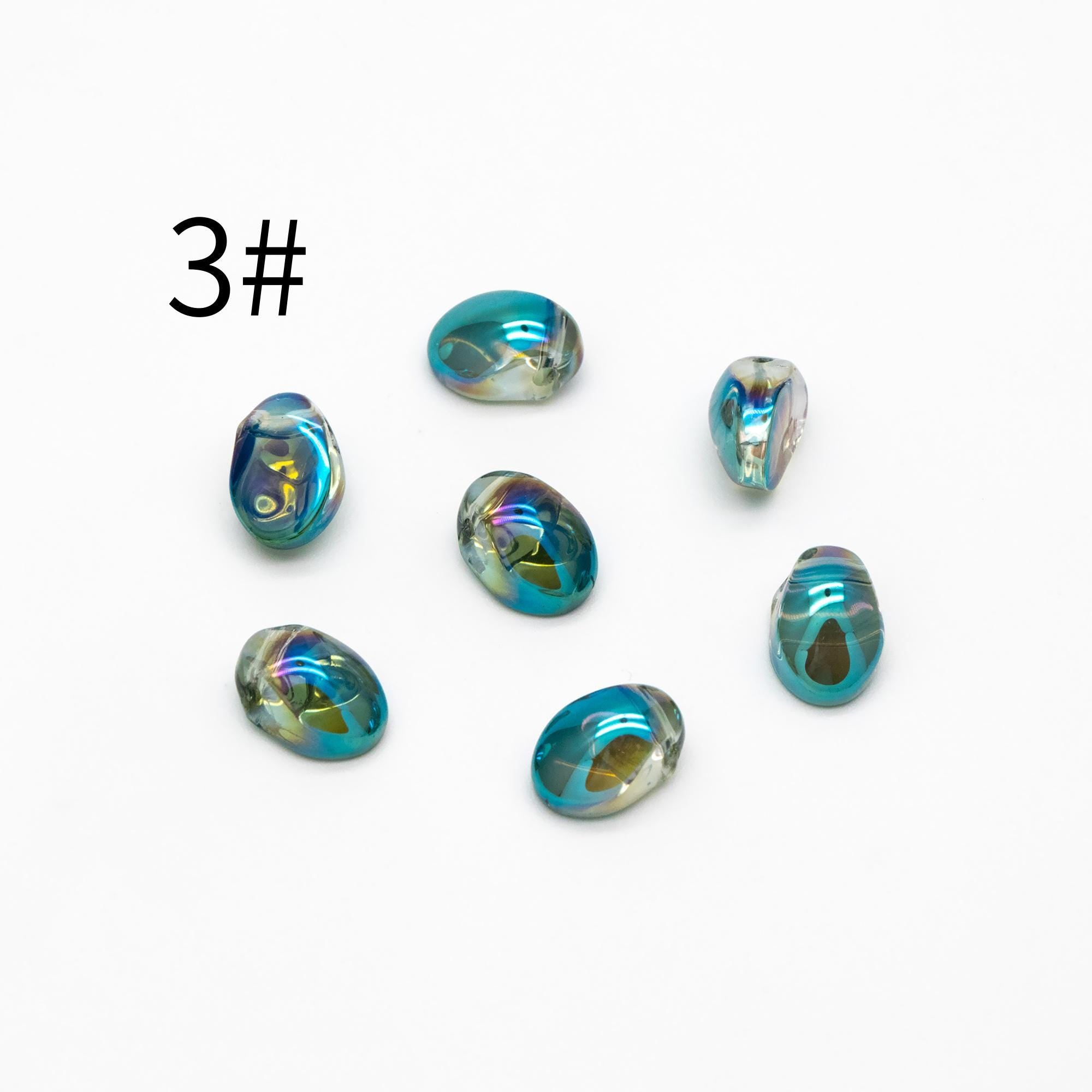50 beads- Crystal Glass Leaf Beads, Unique Shaped Teardrop Beads, Multi Colors (#GM-033)