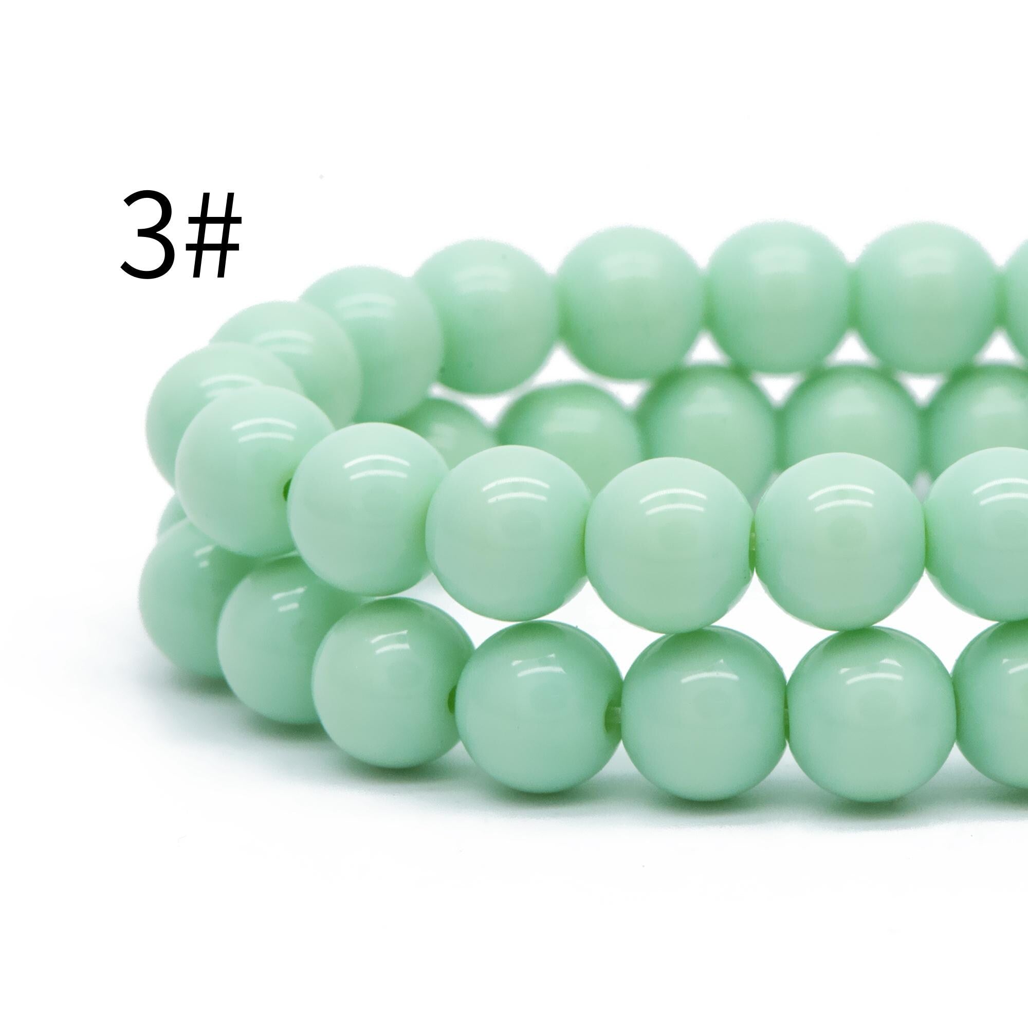 48pcs Smooth Round Glass beads 8mm, Full strand (GM-041)