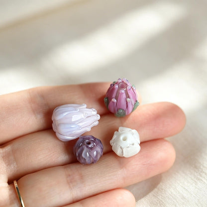 Handmade Flower Glass Beads for Jewelry, DIY Floral Beads for Bracelets, Necklaces & Earrings, Lampwork Beads (GM-052)
