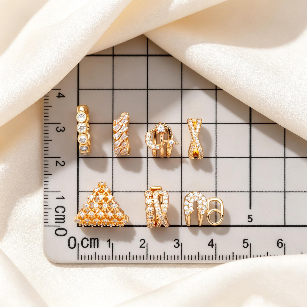 4pcs CZ Pave Gold Ear Cuffs, Dainty Ear Cuff, Delicate Ear Cuff, Ear Cuff No Piercing (GB-1335)