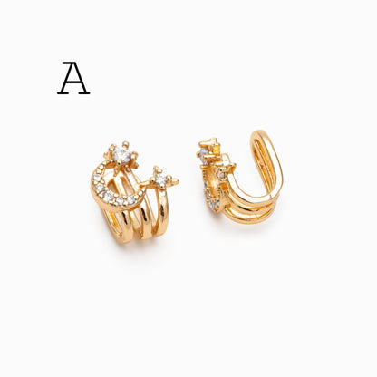 4pcs CZ Pave Gold Ear Cuffs, Dainty Ear Cuff, Delicate Ear Cuff, Ear Cuff No Piercing (GB-1335)