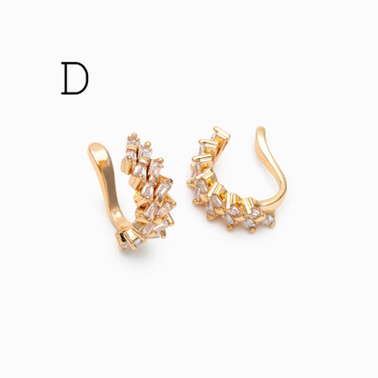 4pcs CZ Pave Gold Ear Cuffs, Dainty Ear Cuff, Delicate Ear Cuff, Ear Cuff No Piercing (GB-1335)