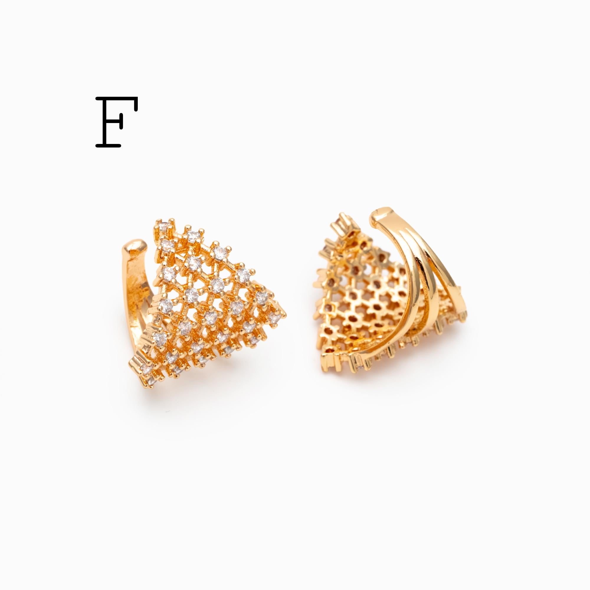 4pcs CZ Pave Gold Ear Cuffs, Dainty Ear Cuff, Delicate Ear Cuff, Ear Cuff No Piercing (GB-1335)