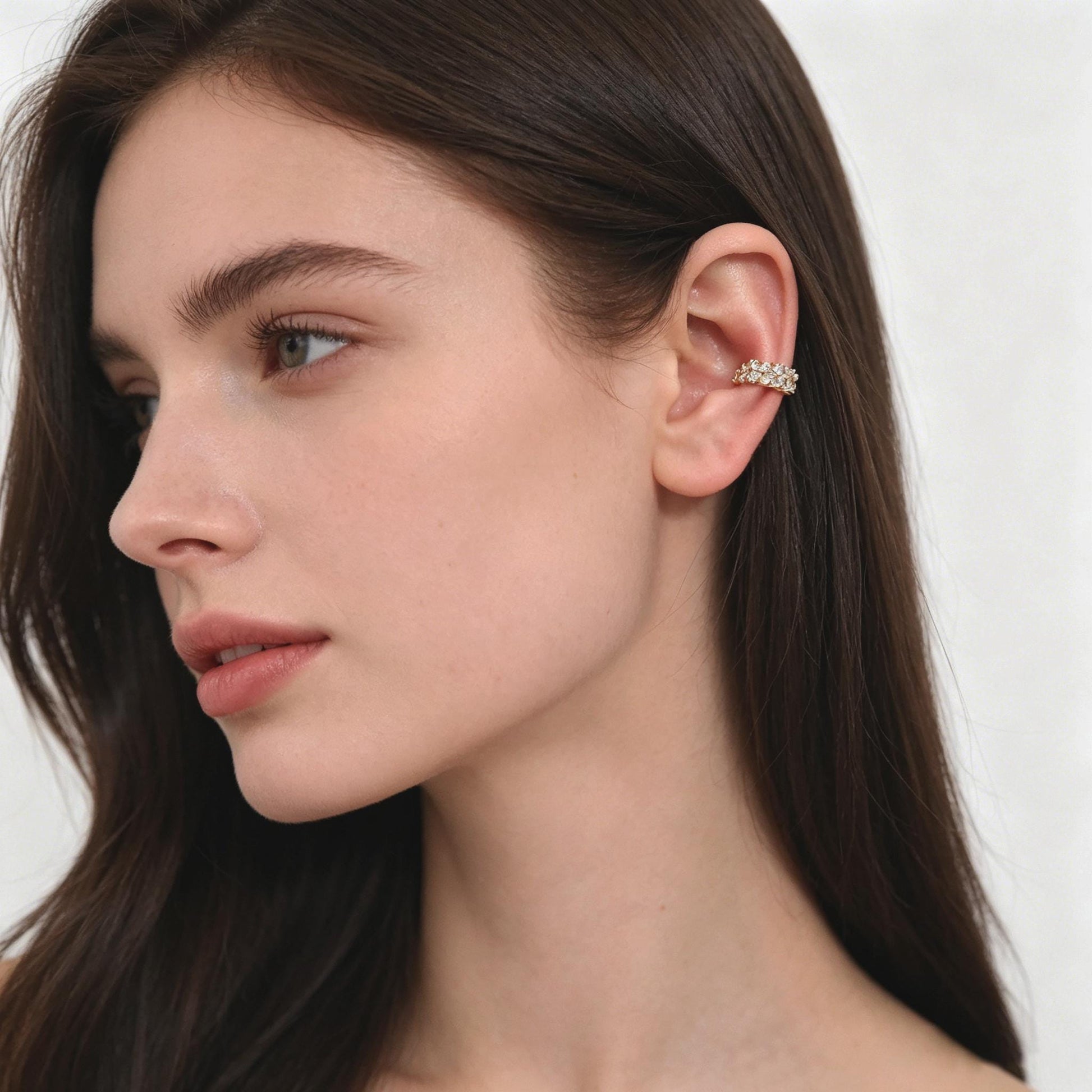 4pcs CZ Pave Gold Ear Cuffs, Dainty Ear Cuff, Delicate Ear Cuff, Ear Cuff No Piercing (GB-1335)